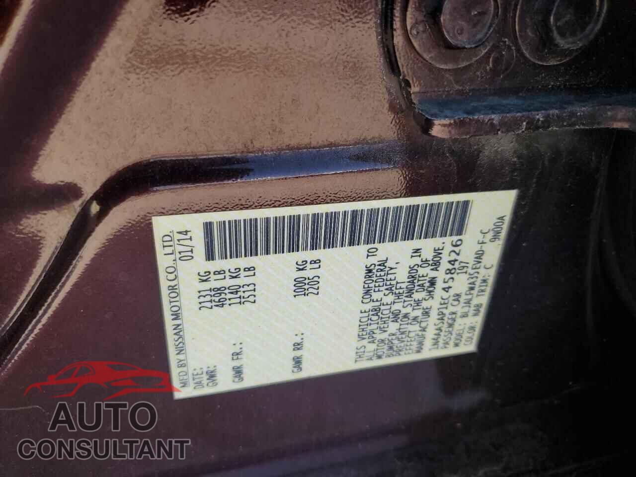 NISSAN MAXIMA 2014 - 1N4AA5AP1EC458426