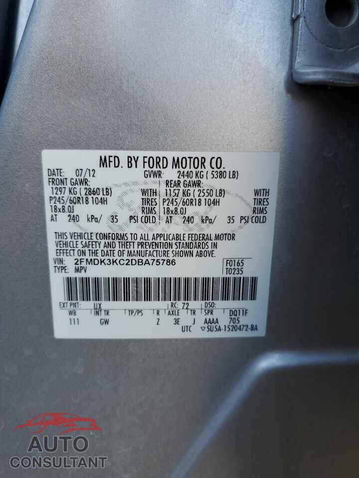 FORD EDGE 2013 - 2FMDK3KC2DBA75786