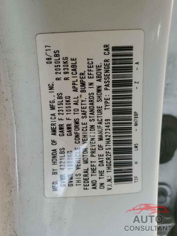 HONDA ACCORD 2017 - 1HGCR2F57HA273459