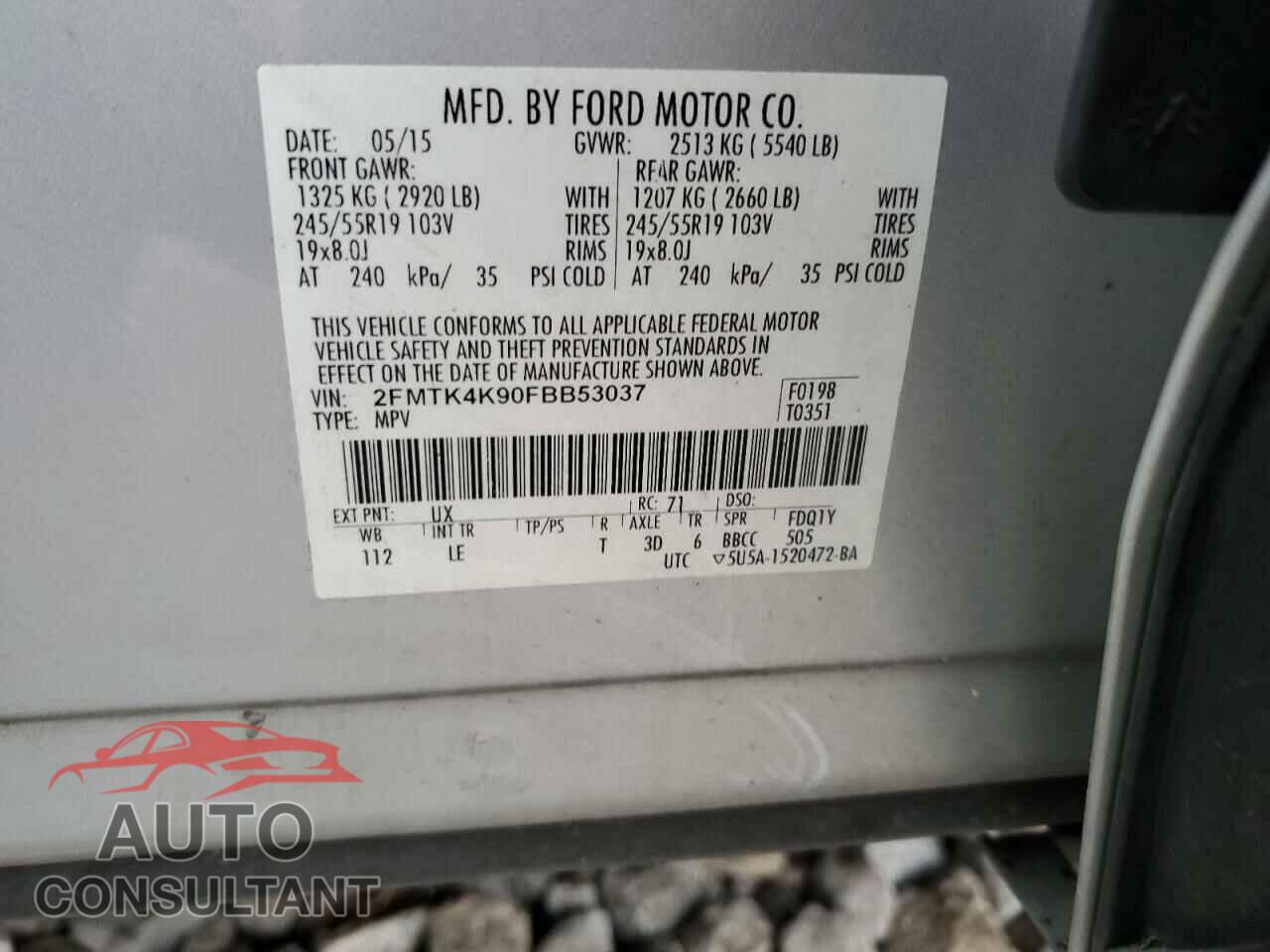 FORD EDGE 2015 - 2FMTK4K90FBB53037