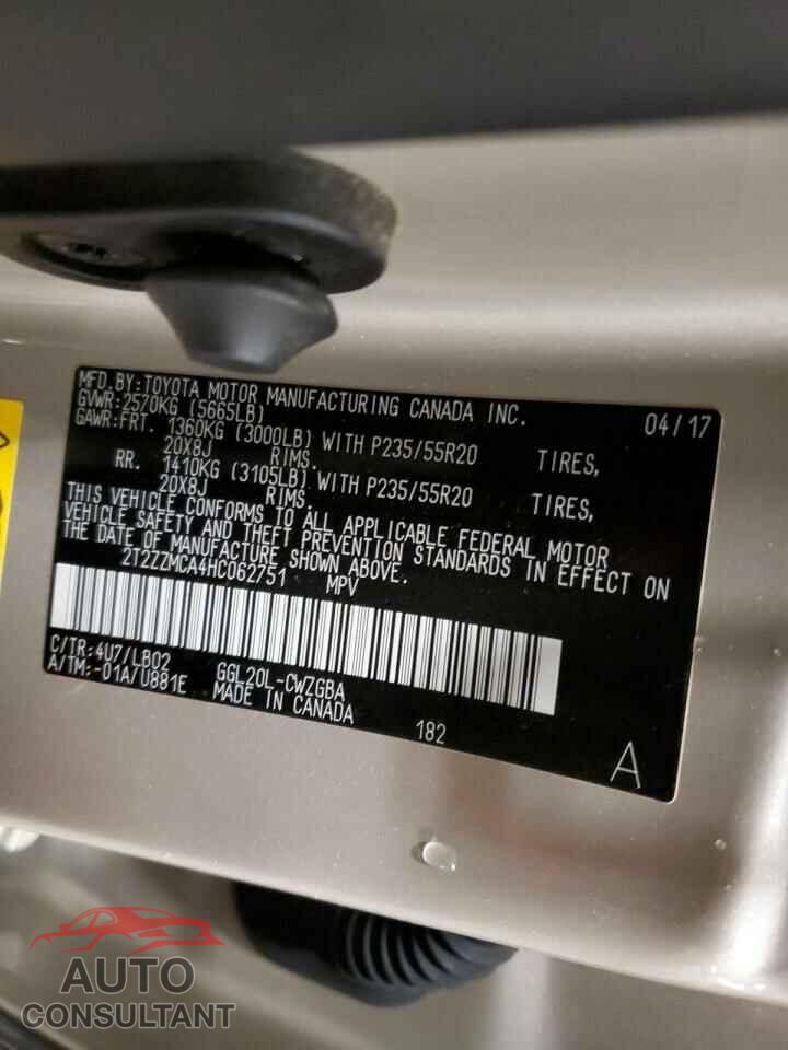 LEXUS RX350 2017 - 2T2ZZMCA4HC062751