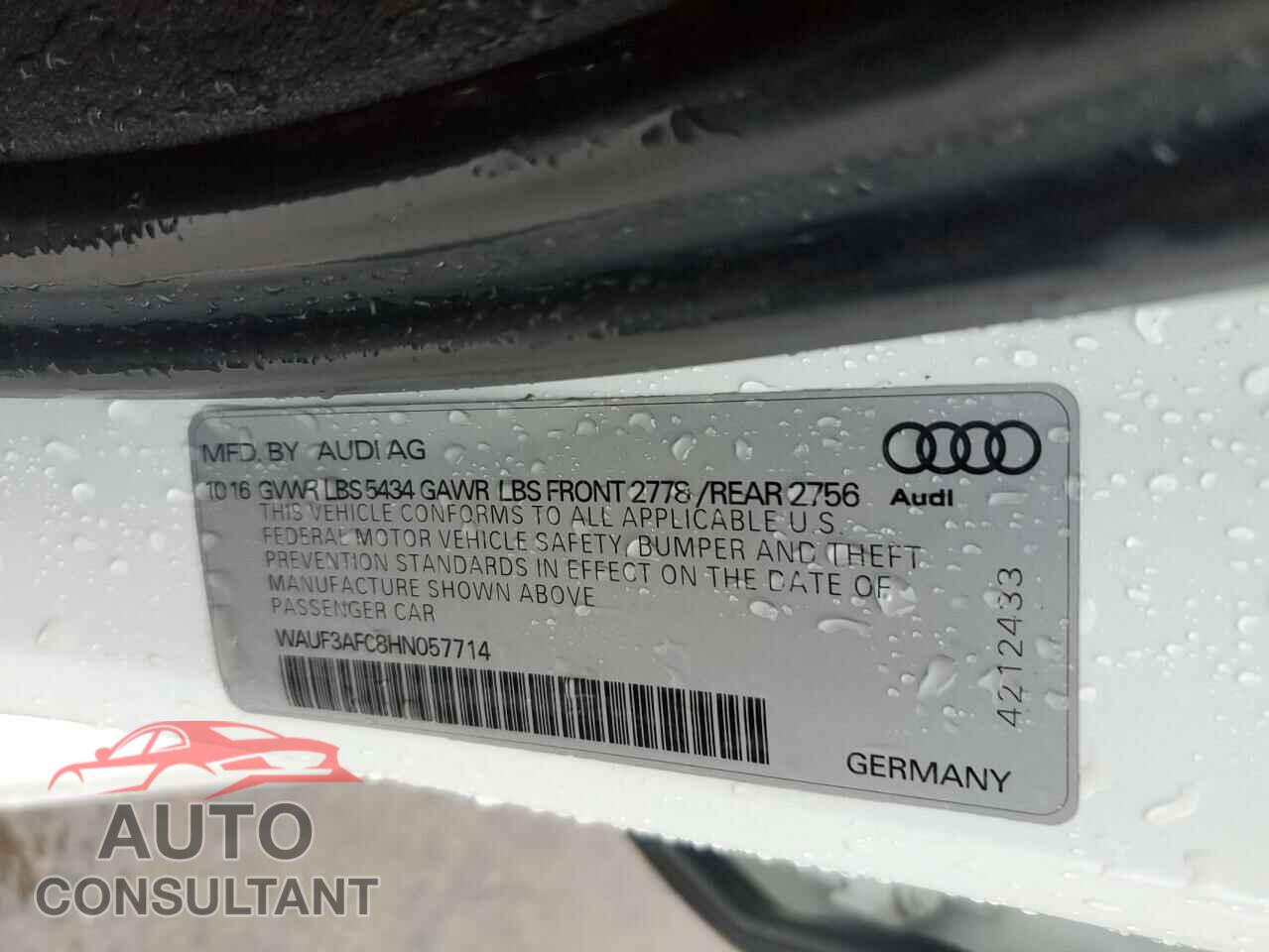 AUDI A6 2017 - WAUF3AFC8HN057714