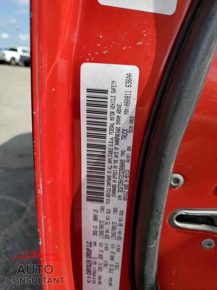 DODGE RAM 2500 2012 - 3C6TD5HT2CG288009