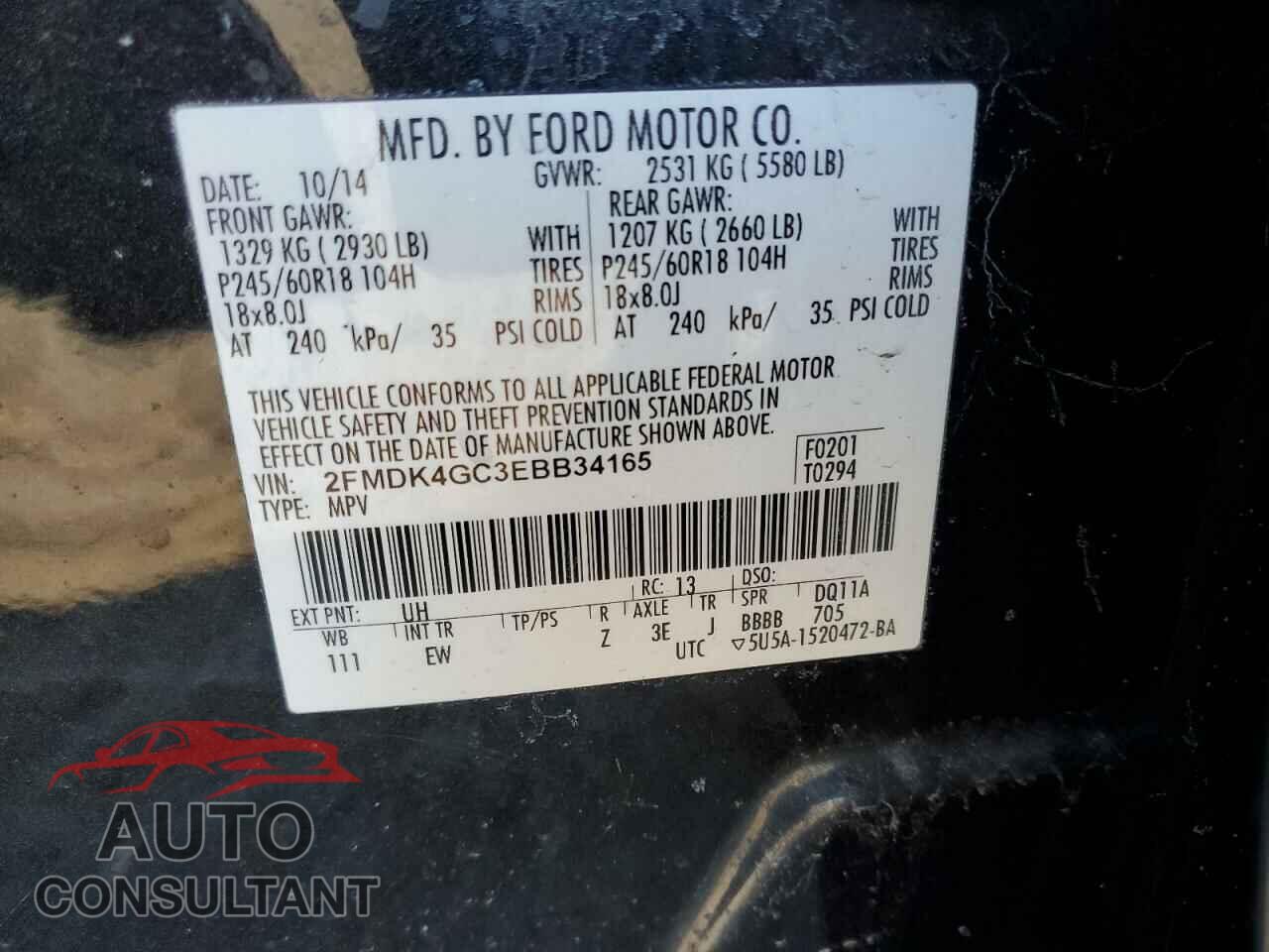FORD EDGE 2014 - 2FMDK4GC3EBB34165