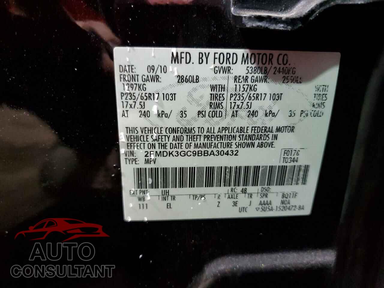 FORD EDGE 2011 - 2FMDK3GC9BBA30432
