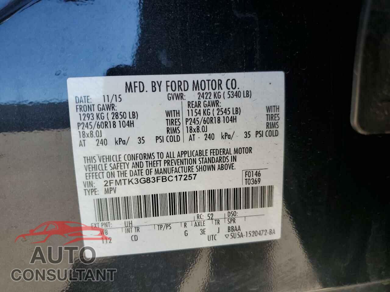 FORD EDGE 2015 - 2FMTK3G83FBC17257