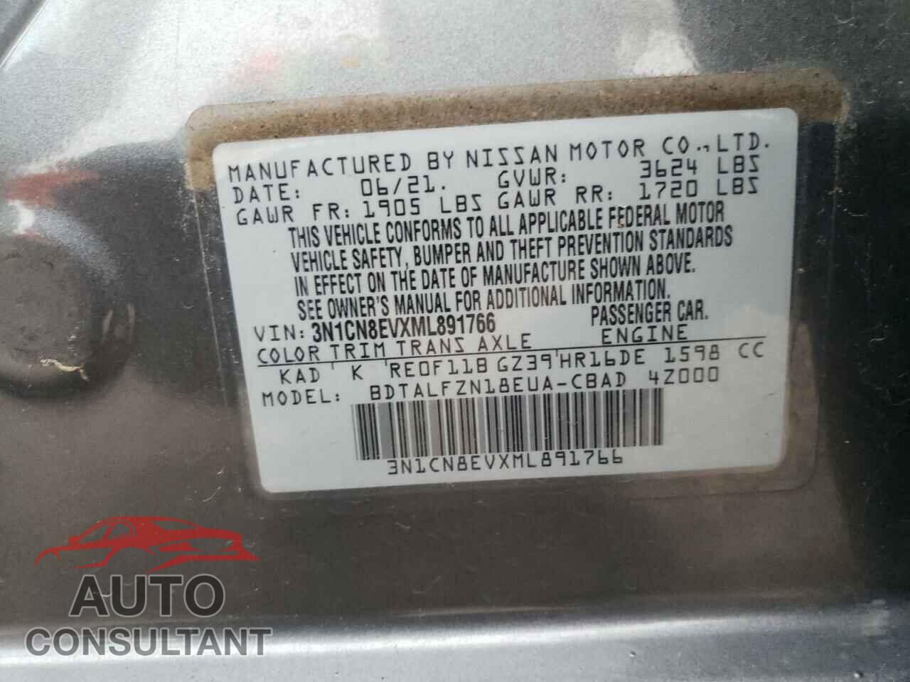 NISSAN VERSA 2021 - 3N1CN8EVXML891766