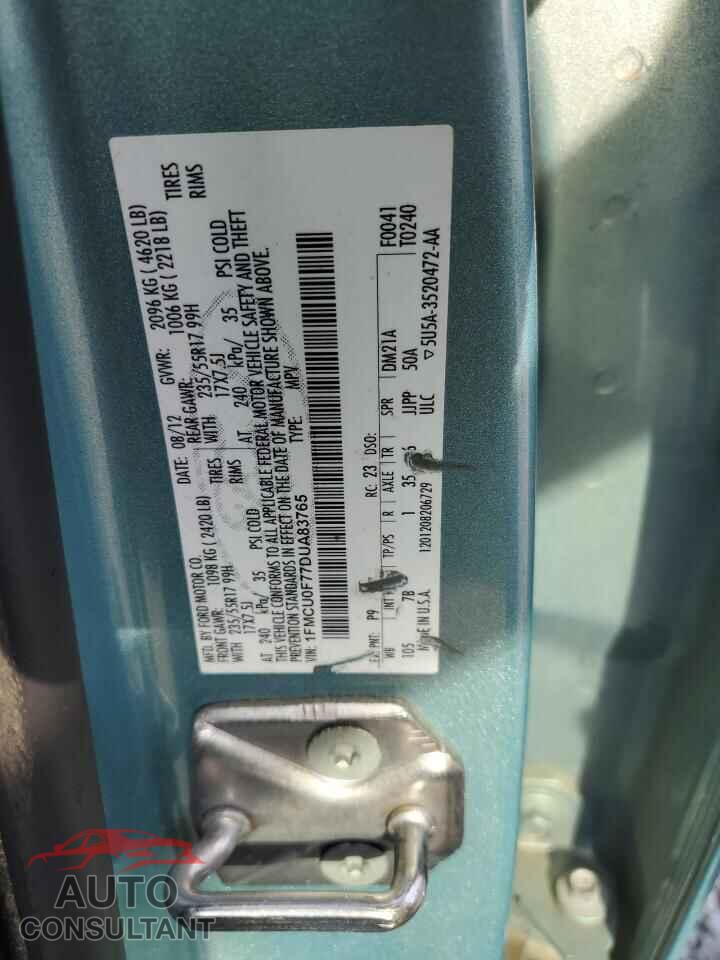 FORD ESCAPE 2013 - 1FMCU0F77DUA83765