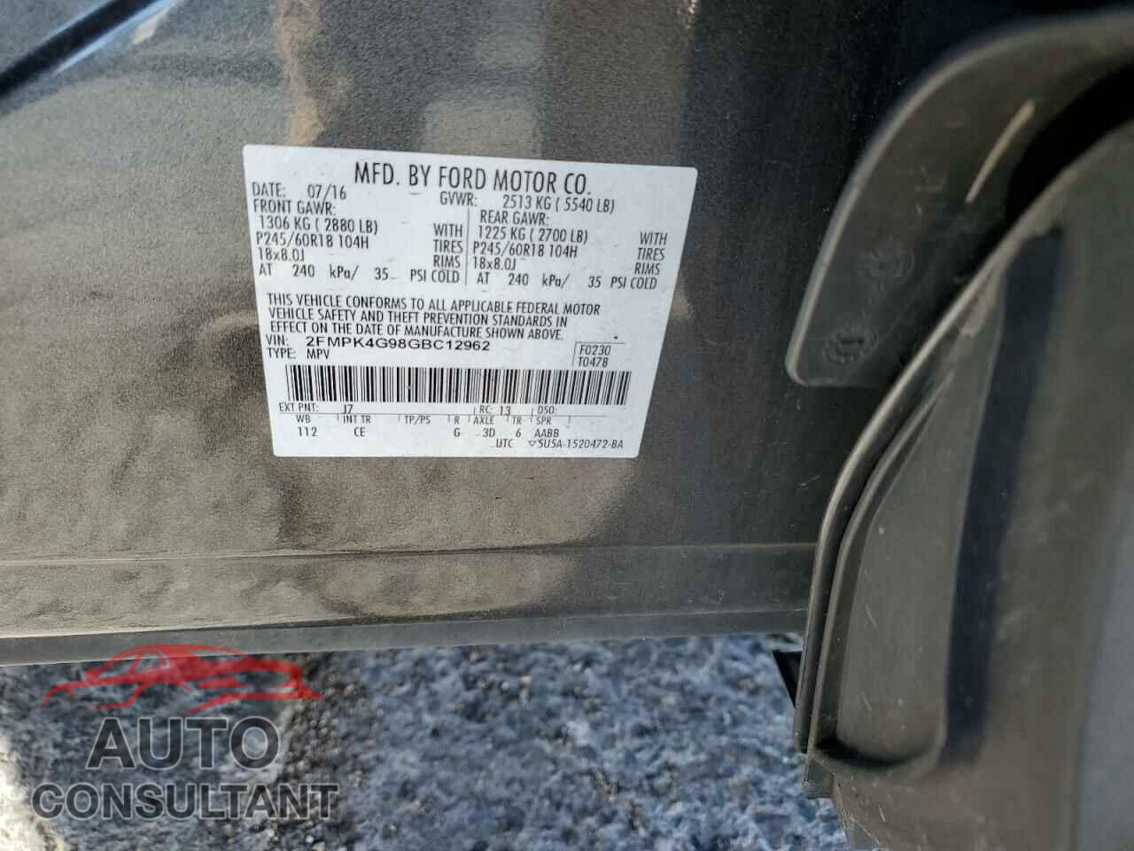 FORD EDGE 2016 - 2FMPK4G98GBC12962