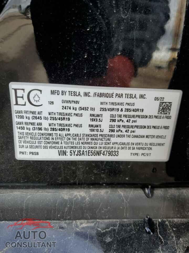 TESLA MODEL S 2022 - 5YJSA1E56NF479033