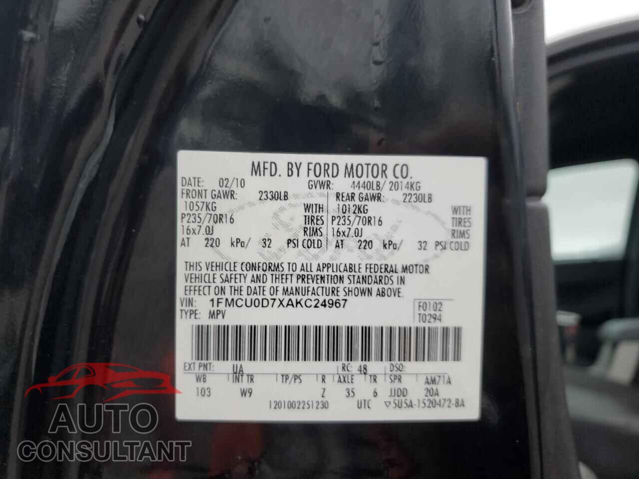 FORD ESCAPE 2010 - 1FMCU0D7XAKC24967