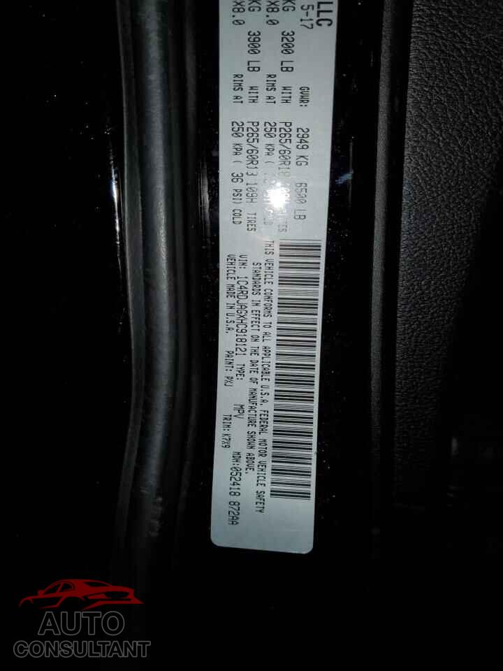 DODGE DURANGO 2017 - 1C4RDJAGXHC918121