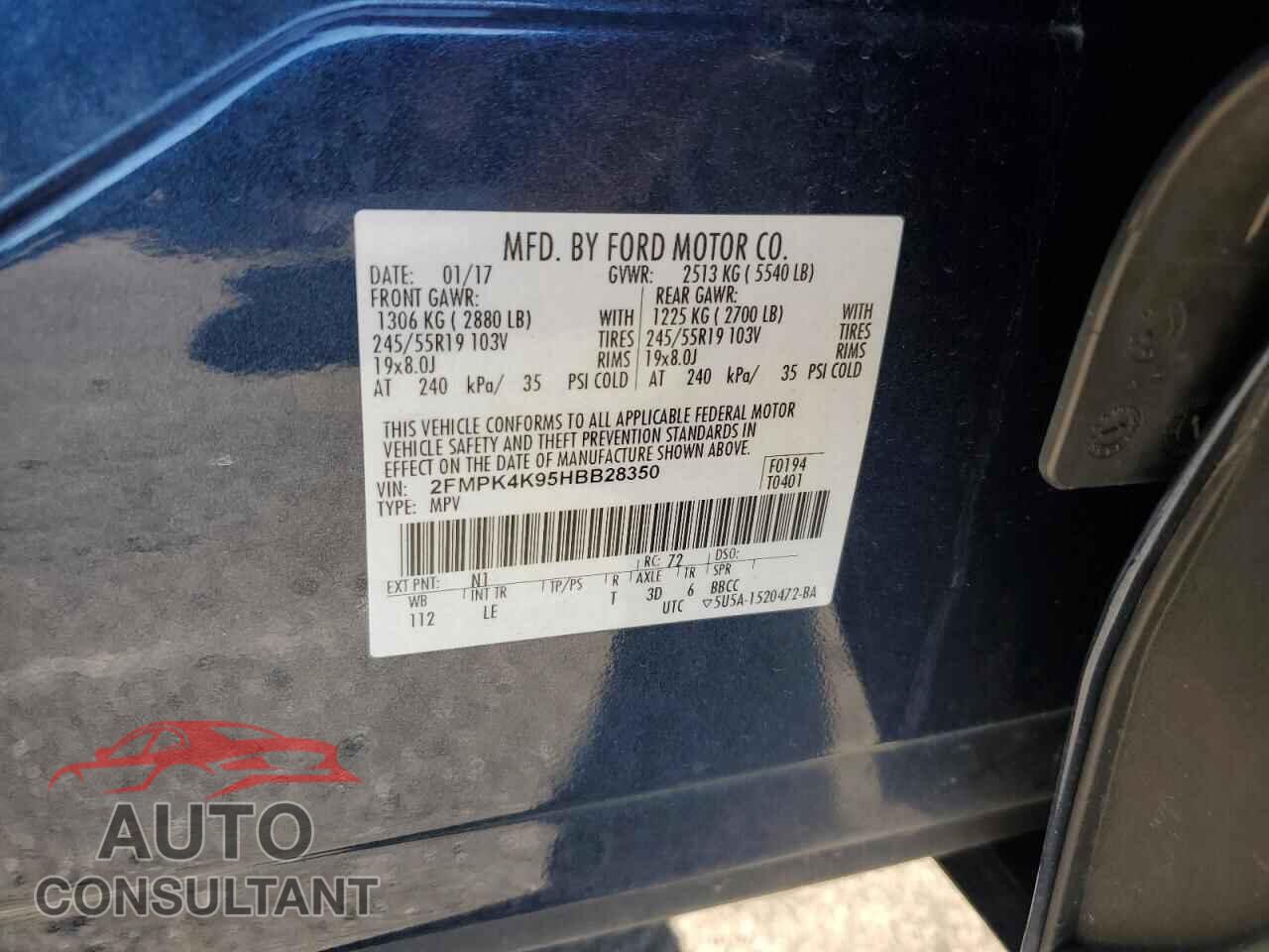 FORD EDGE 2017 - 2FMPK4K95HBB28350