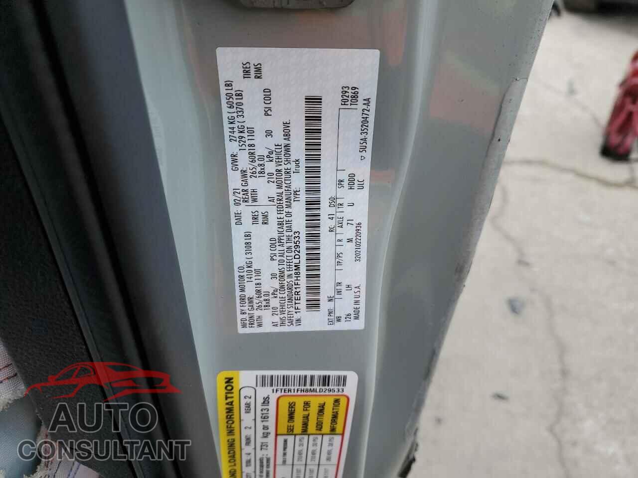 FORD RANGER 2021 - 1FTER1FH8MLD29533