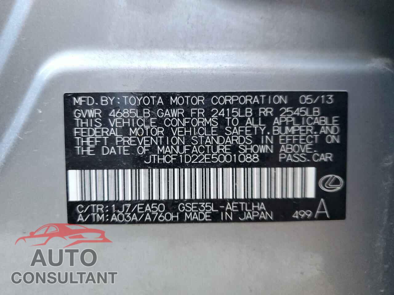 LEXUS IS 2014 - JTHCF1D22E5001088