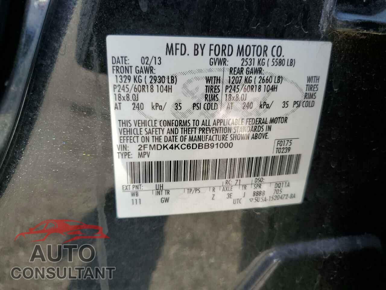 FORD EDGE 2013 - 2FMDK4KC6DBB91000