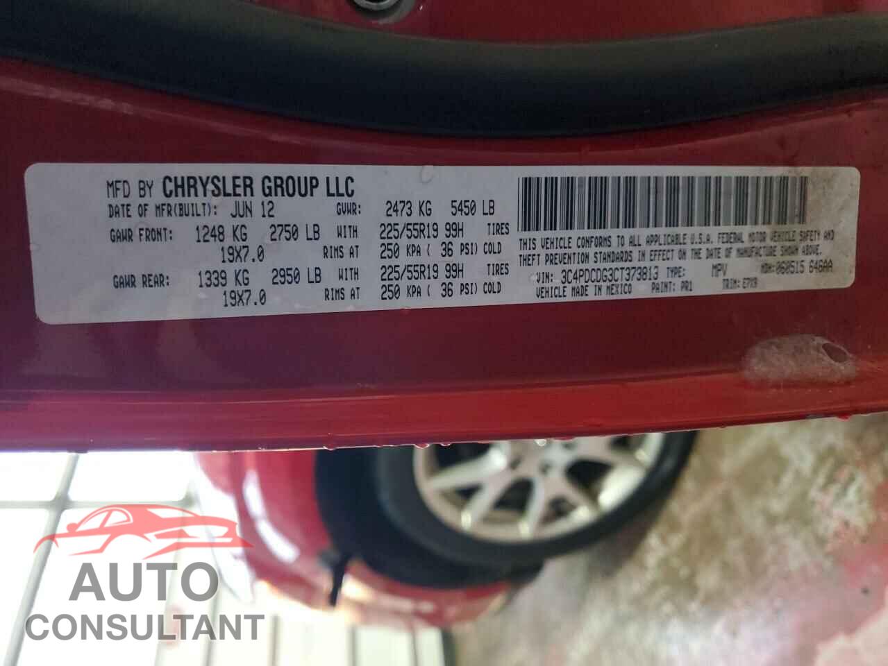 DODGE JOURNEY 2012 - 3C4PDCDG3CT373813