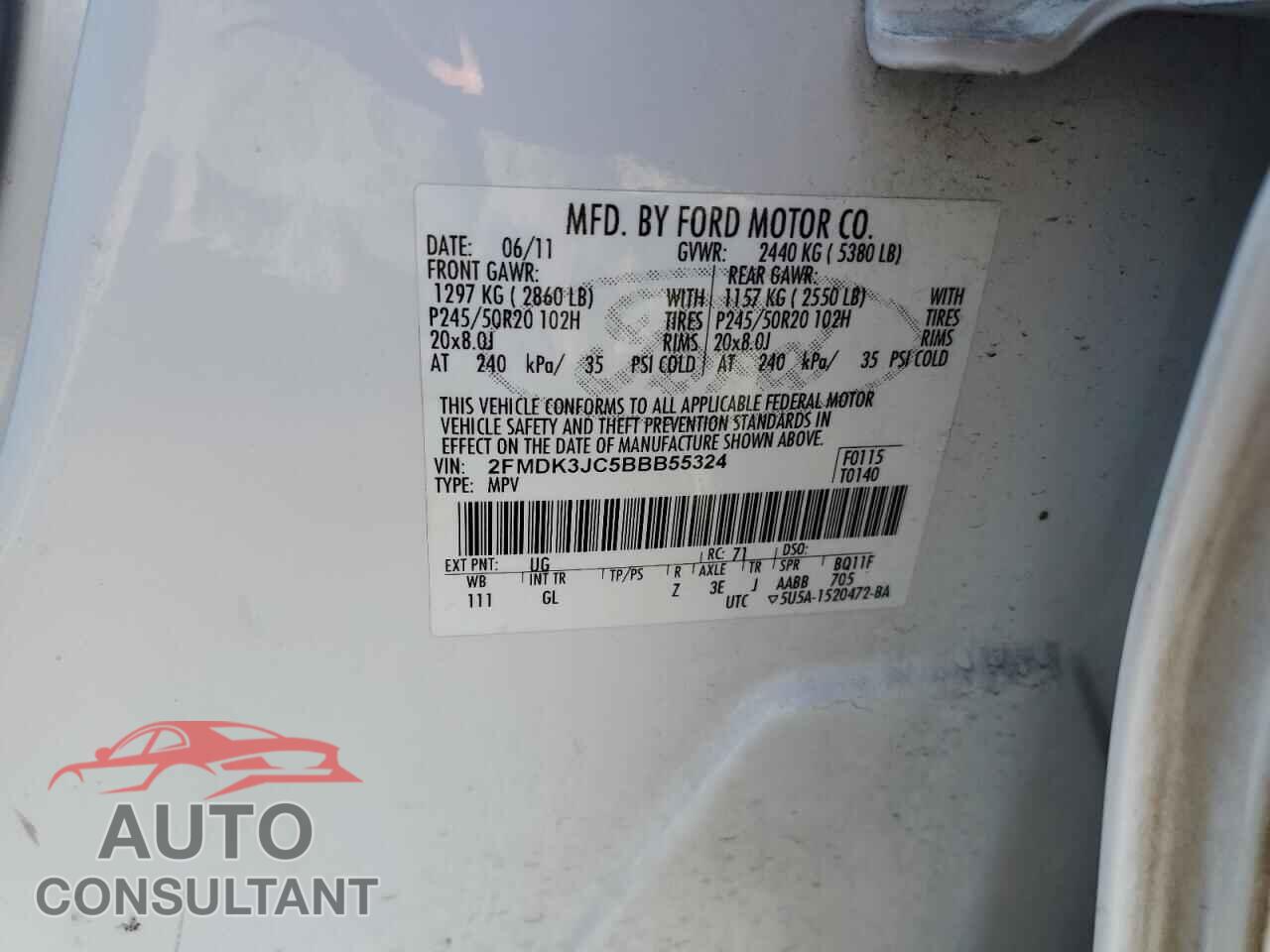 FORD EDGE 2011 - 2FMDK3JC5BBB55324