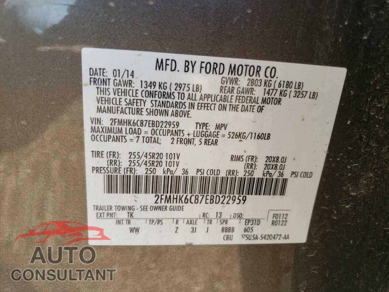 FORD FLEX 2014 - 2FMHK6C87EBD22959