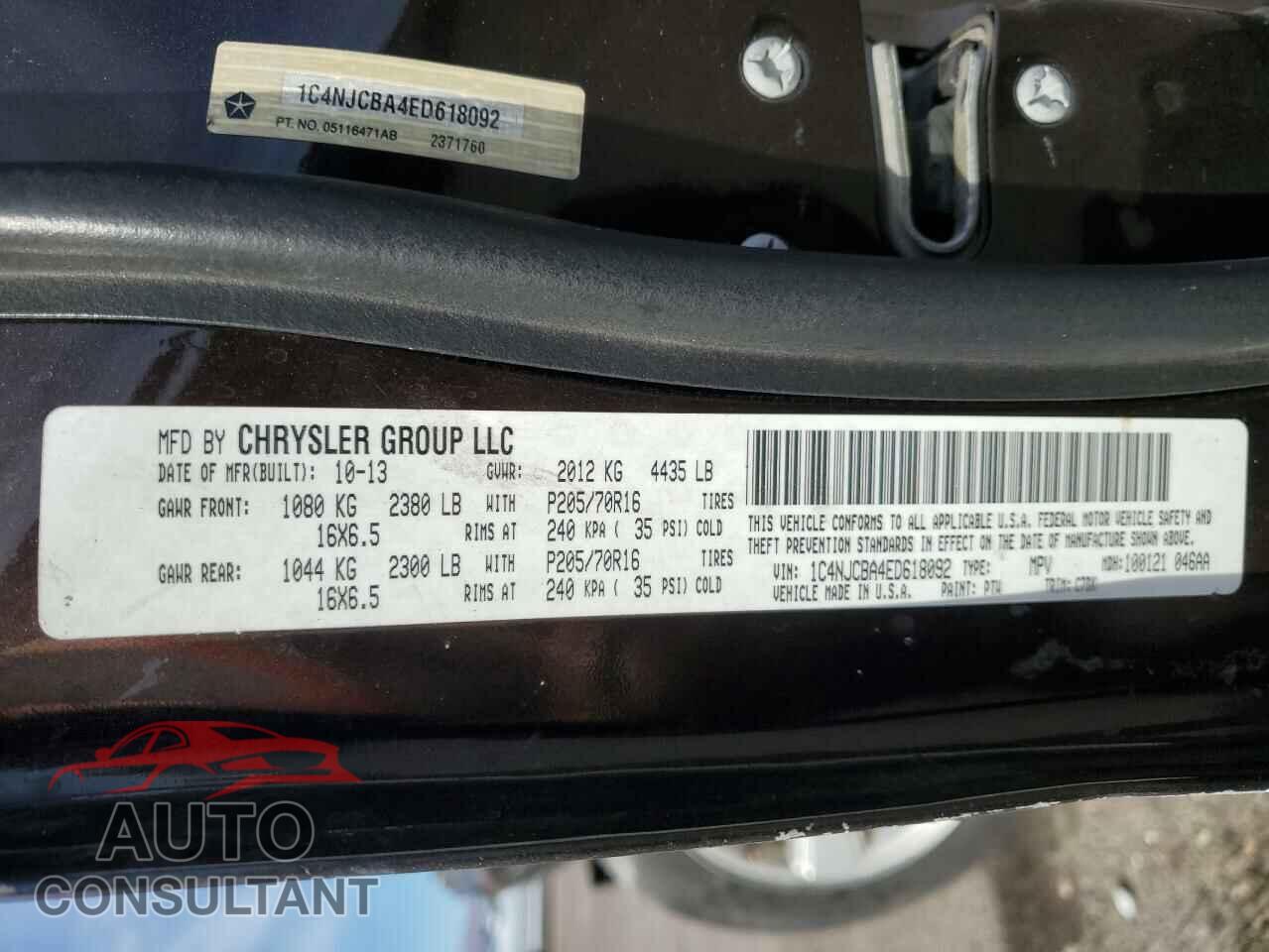 JEEP COMPASS 2014 - 1C4NJCBA4ED618092