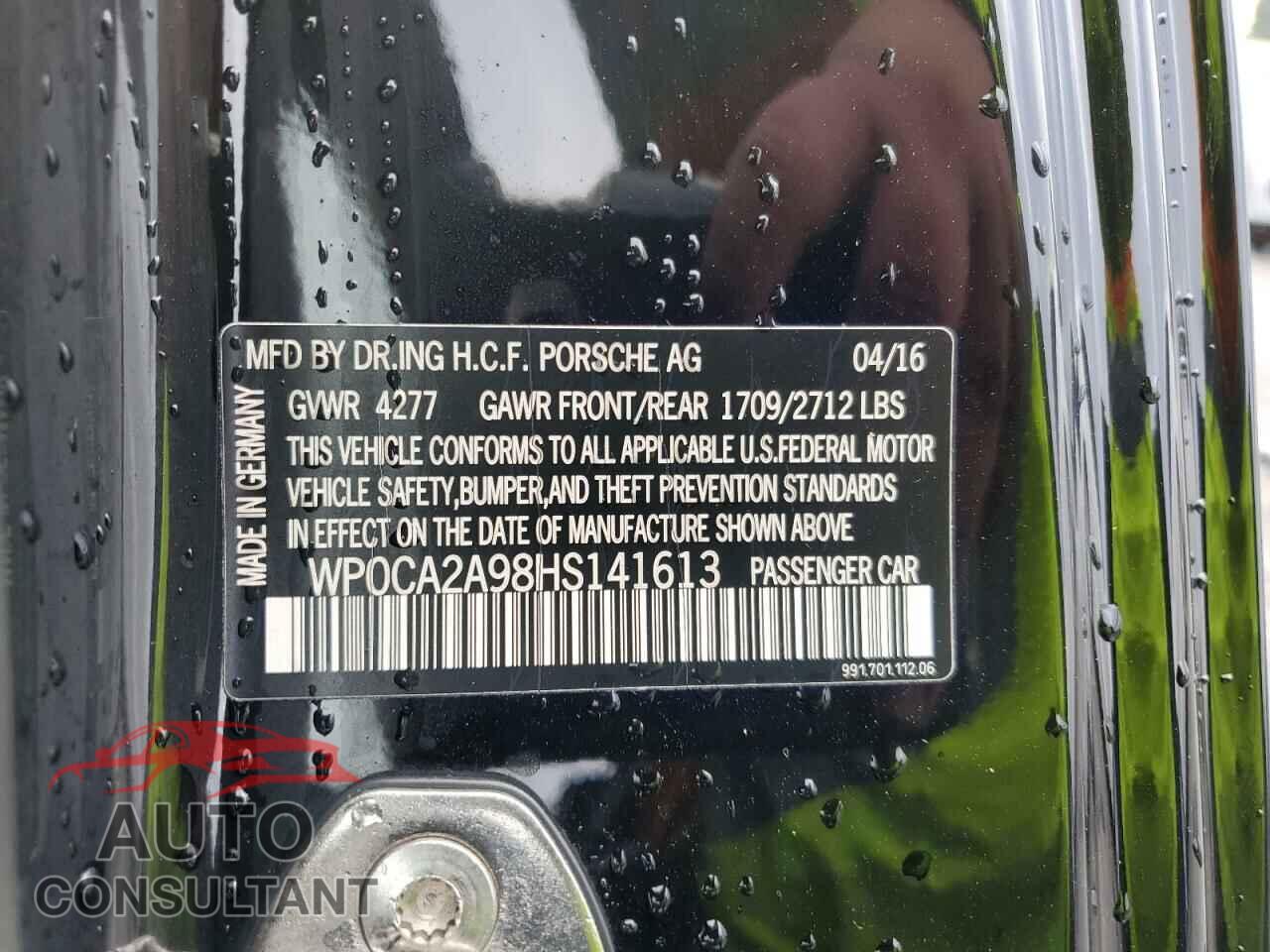 PORSCHE 911 2017 - WP0CA2A98HS141613