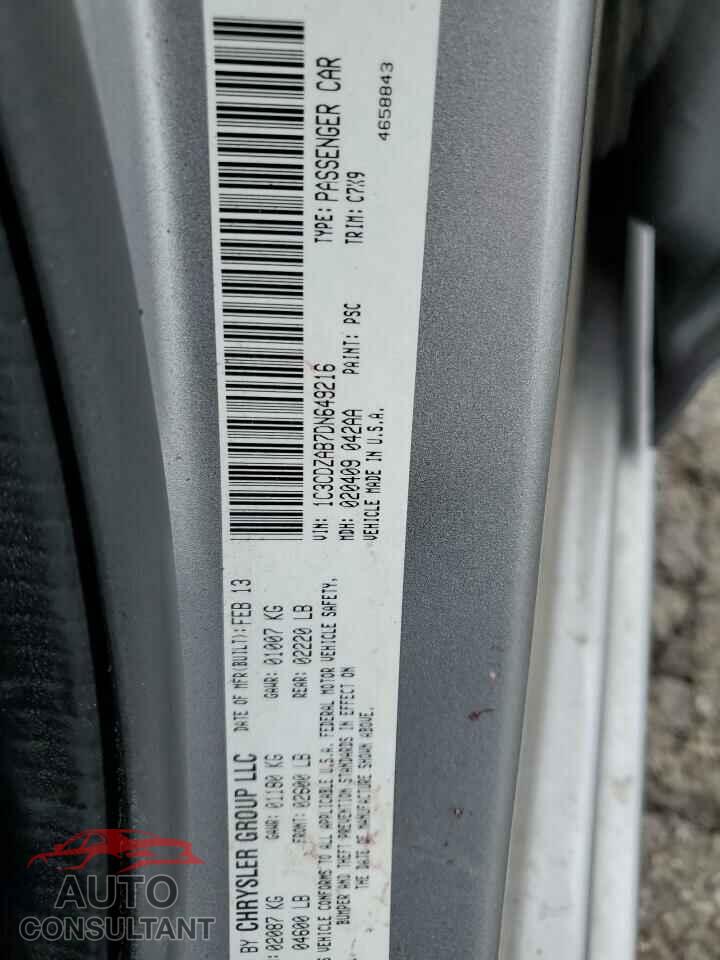 DODGE AVENGER 2013 - 1C3CDZAB7DN649216