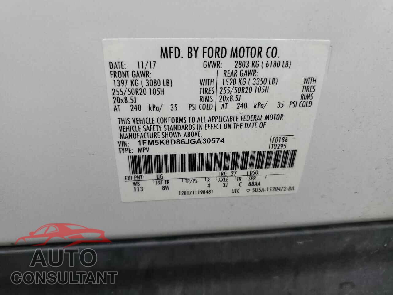FORD EXPLORER 2018 - 1FM5K8D86JGA30574