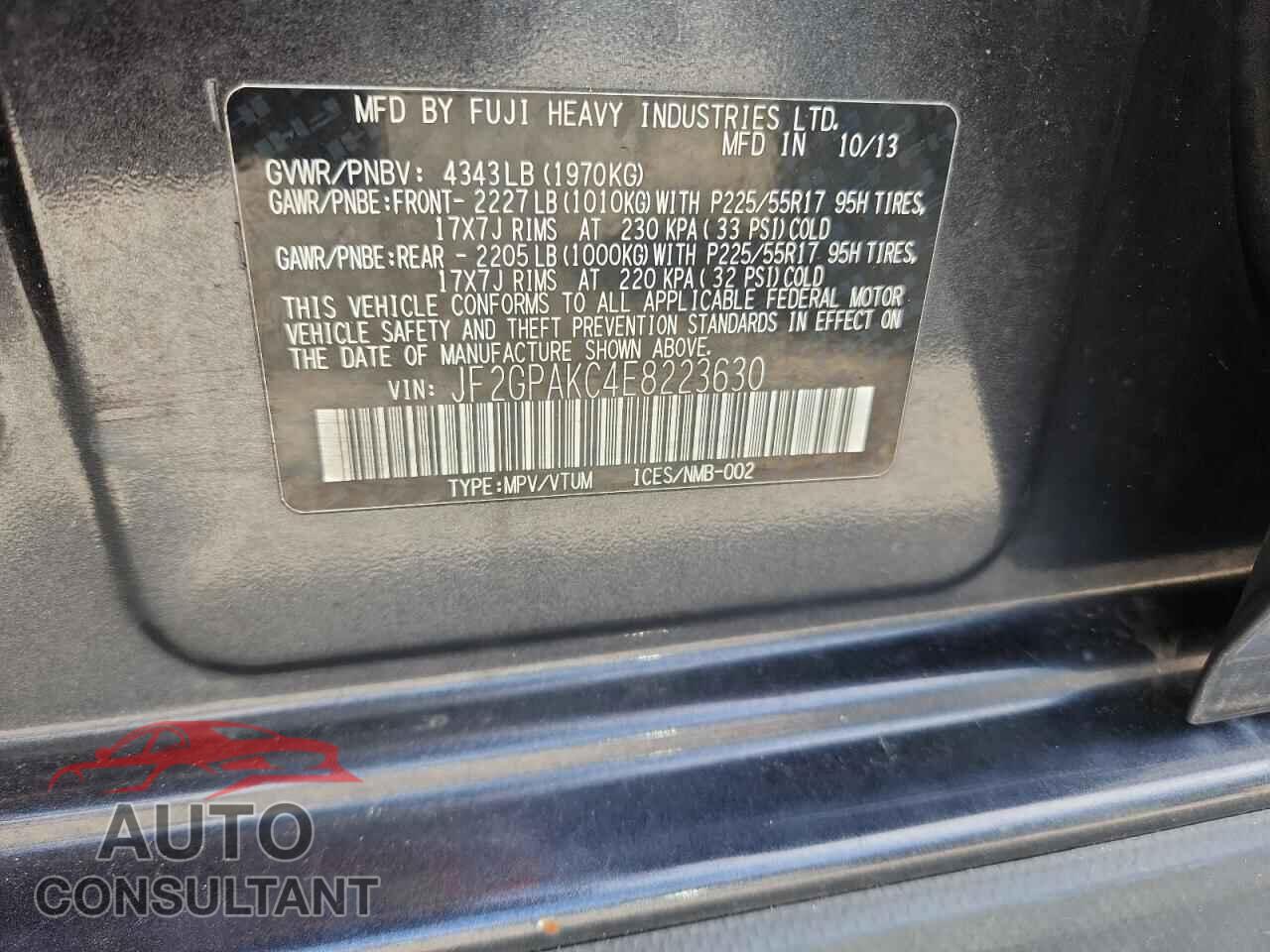 SUBARU XV 2014 - JF2GPAKC4E8223630