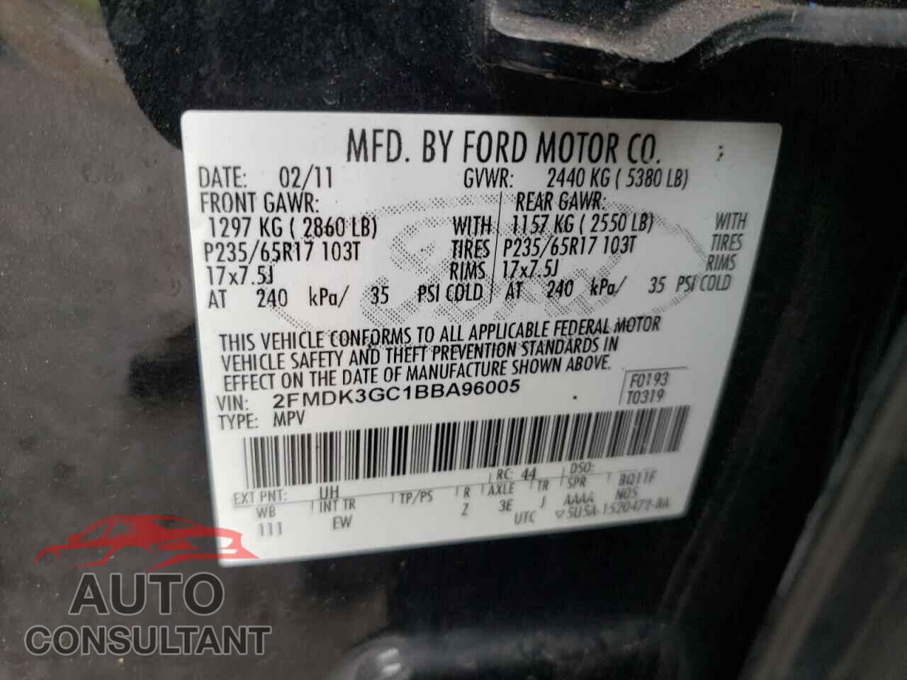 FORD EDGE 2011 - 2FMDK3GC1BBA96005