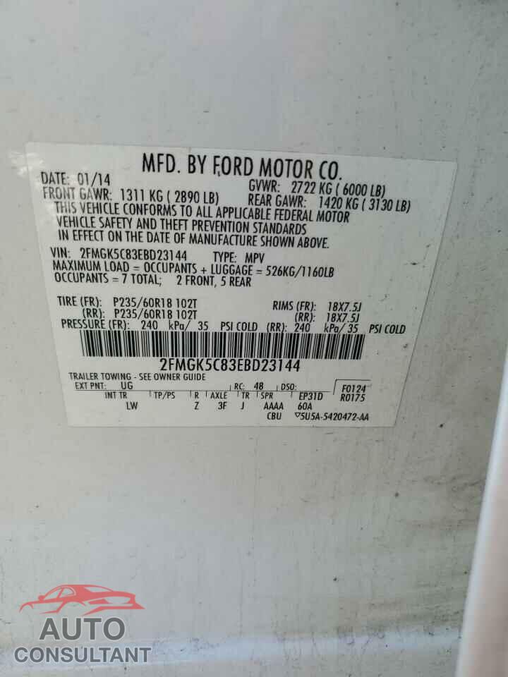 FORD FLEX 2014 - 2FMGK5C83EBD23144