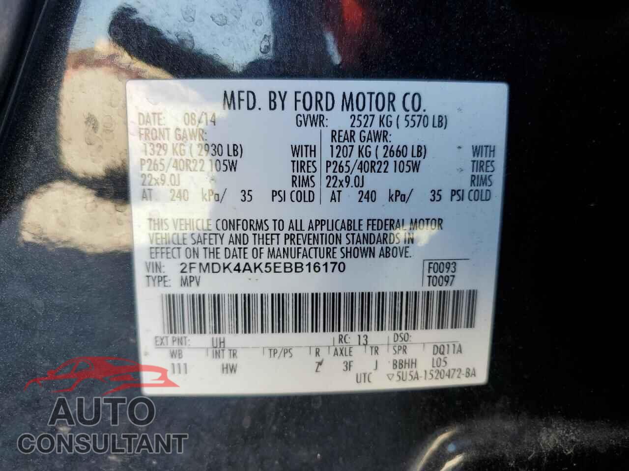 FORD EDGE 2014 - 2FMDK4AK5EBB16170