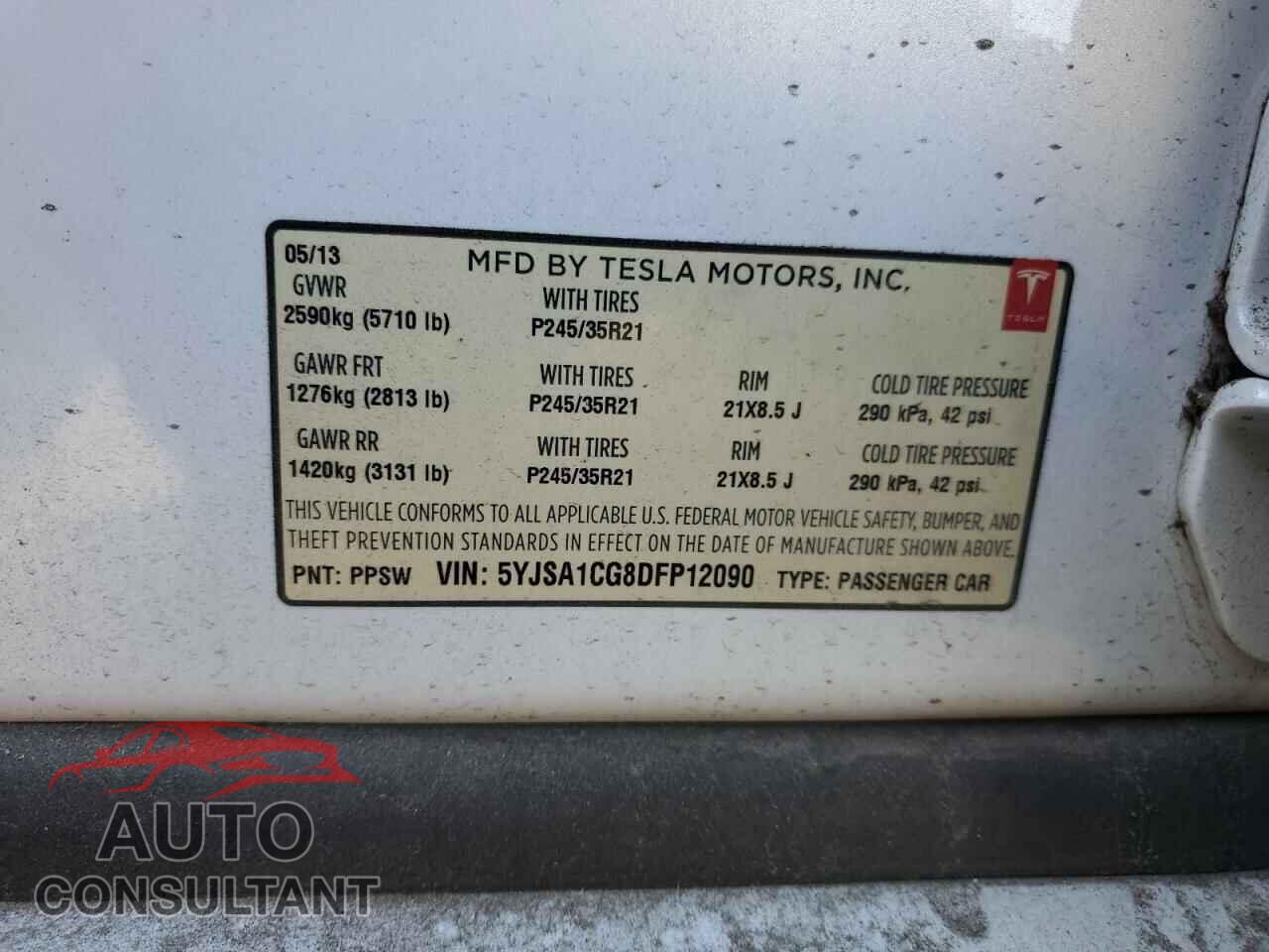 TESLA MODEL S 2013 - 5YJSA1CG8DFP12090