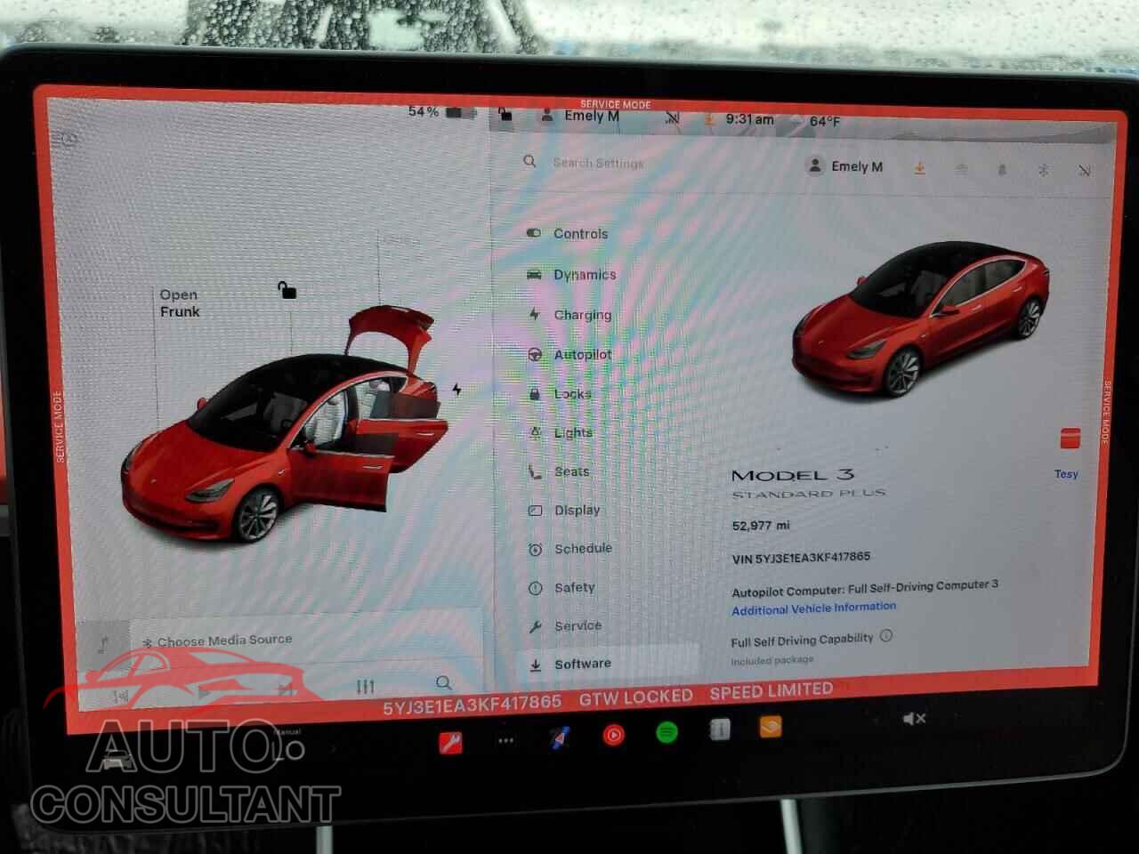 TESLA MODEL 3 2019 - 5YJ3E1EA3KF417865