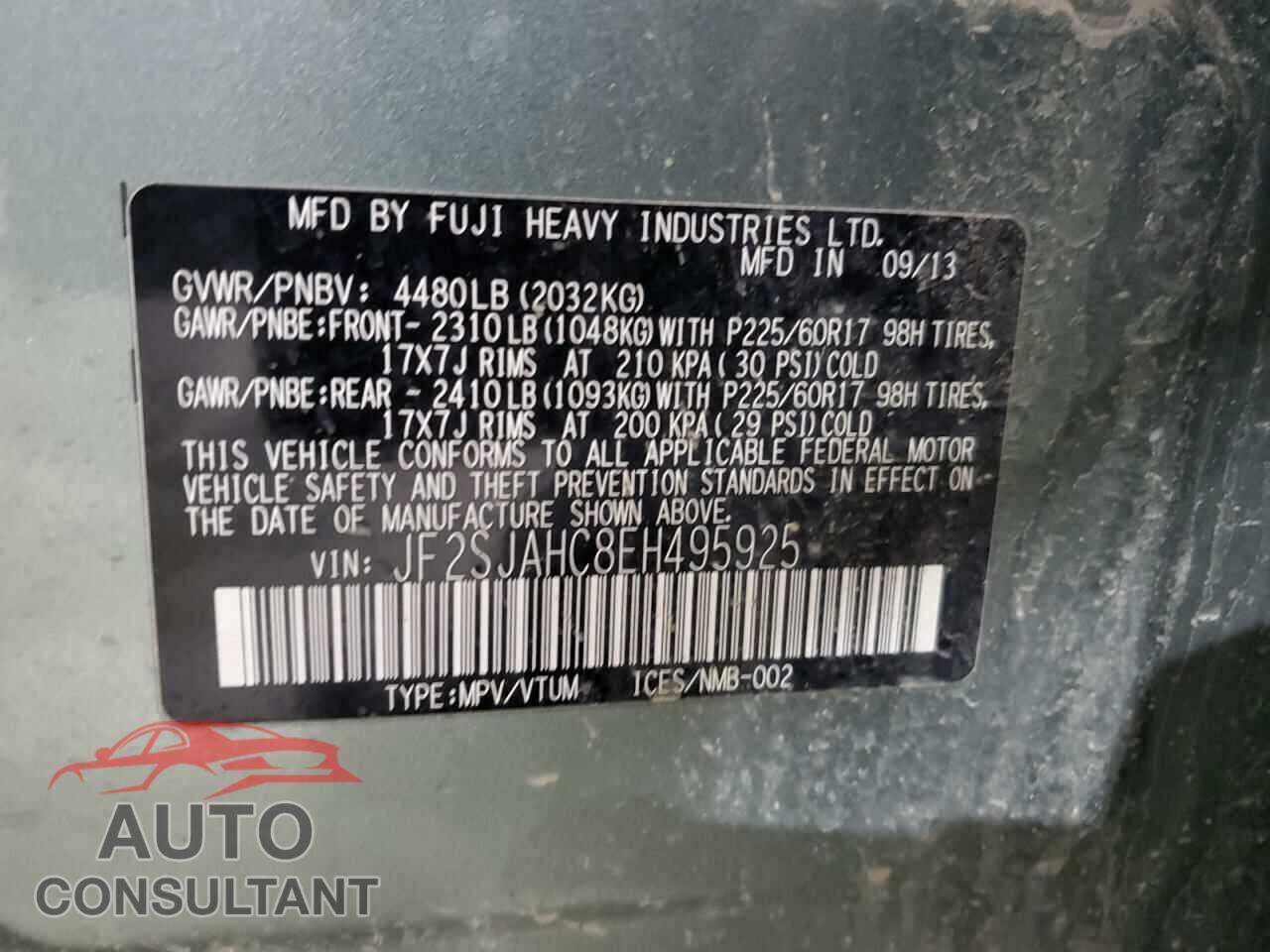 SUBARU FORESTER 2014 - JF2SJAHC8EH495925