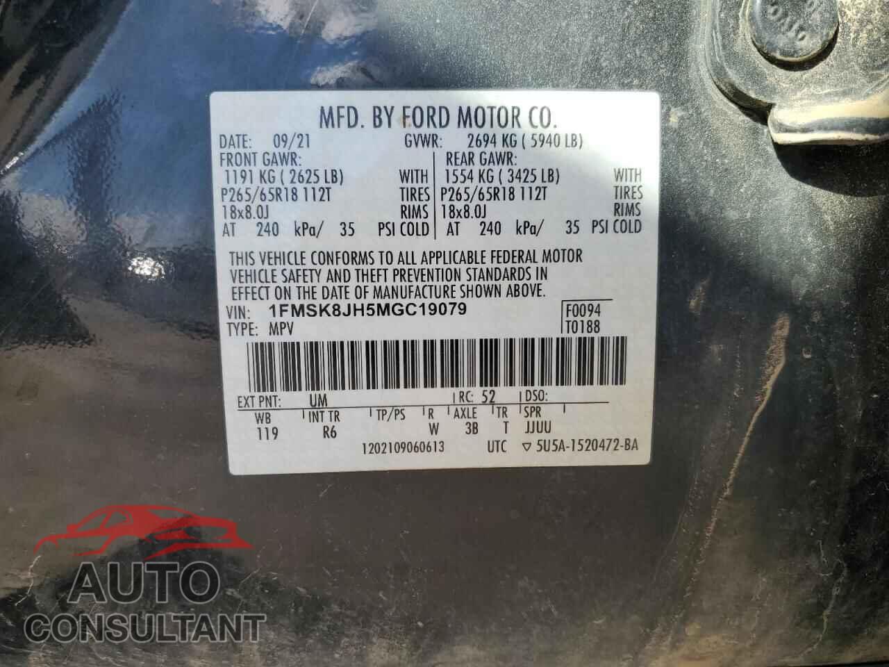 FORD EXPLORER 2021 - 1FMSK8JH5MGC19079