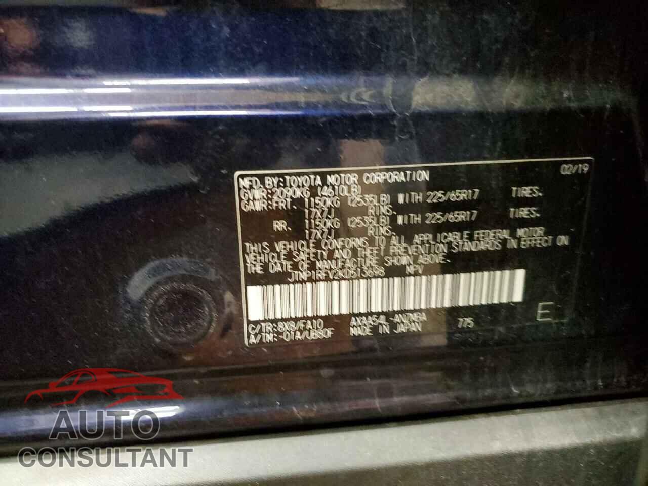 TOYOTA RAV4 2019 - JTMP1RFV2KD513698