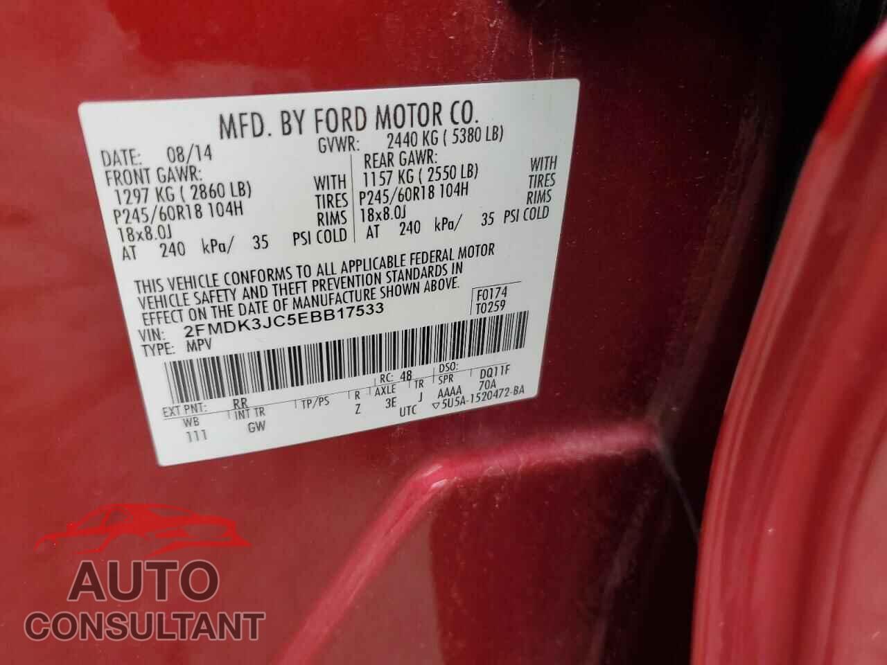 FORD EDGE 2014 - 2FMDK3JC5EBB17533