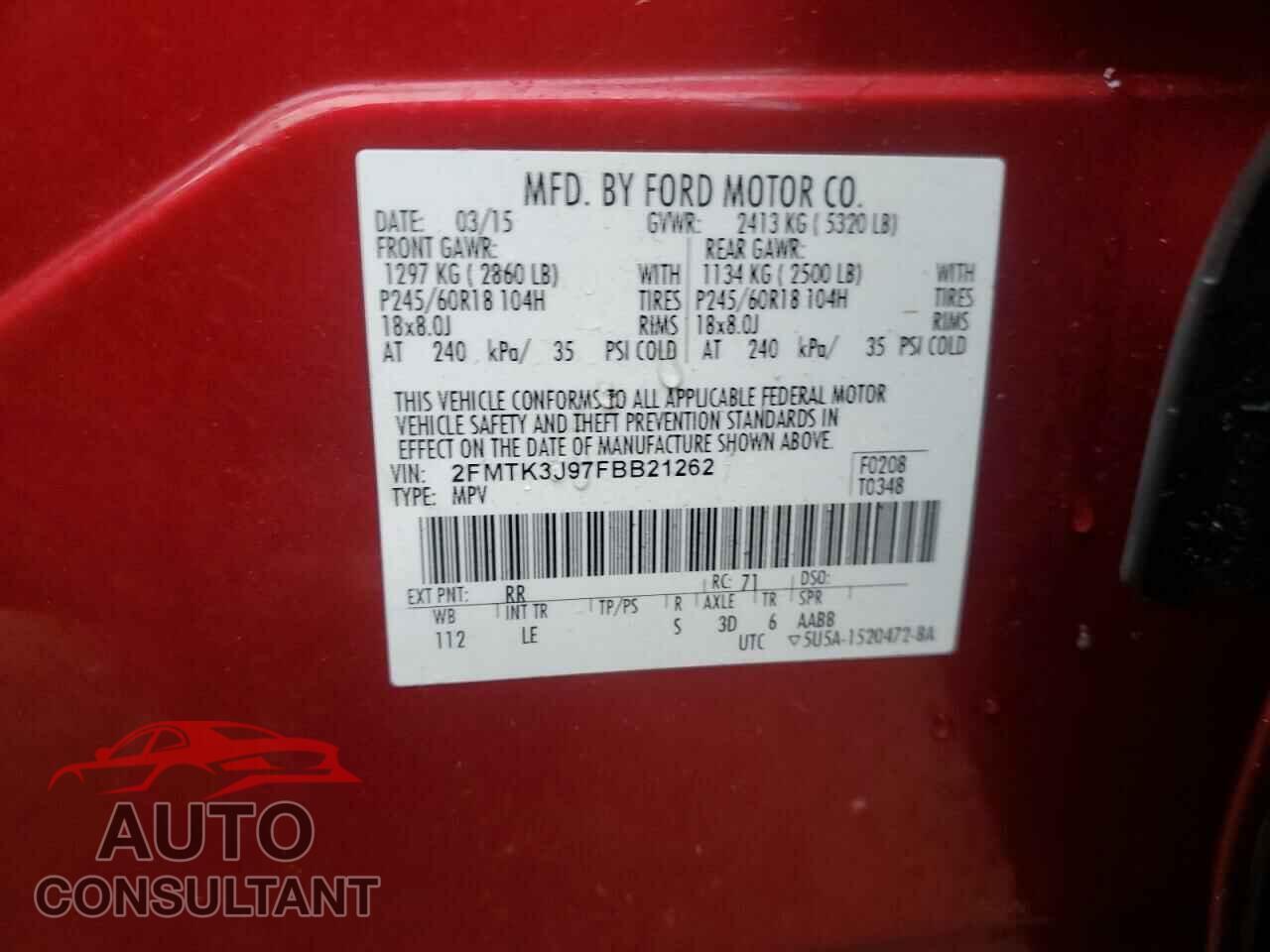 FORD EDGE 2015 - 2FMTK3J97FBB21262