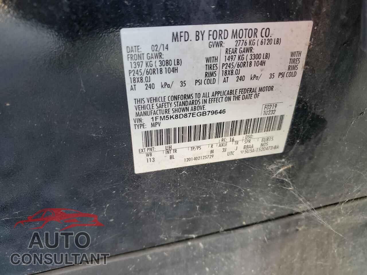 FORD EXPLORER 2014 - 1FM5K8D87EGB79646