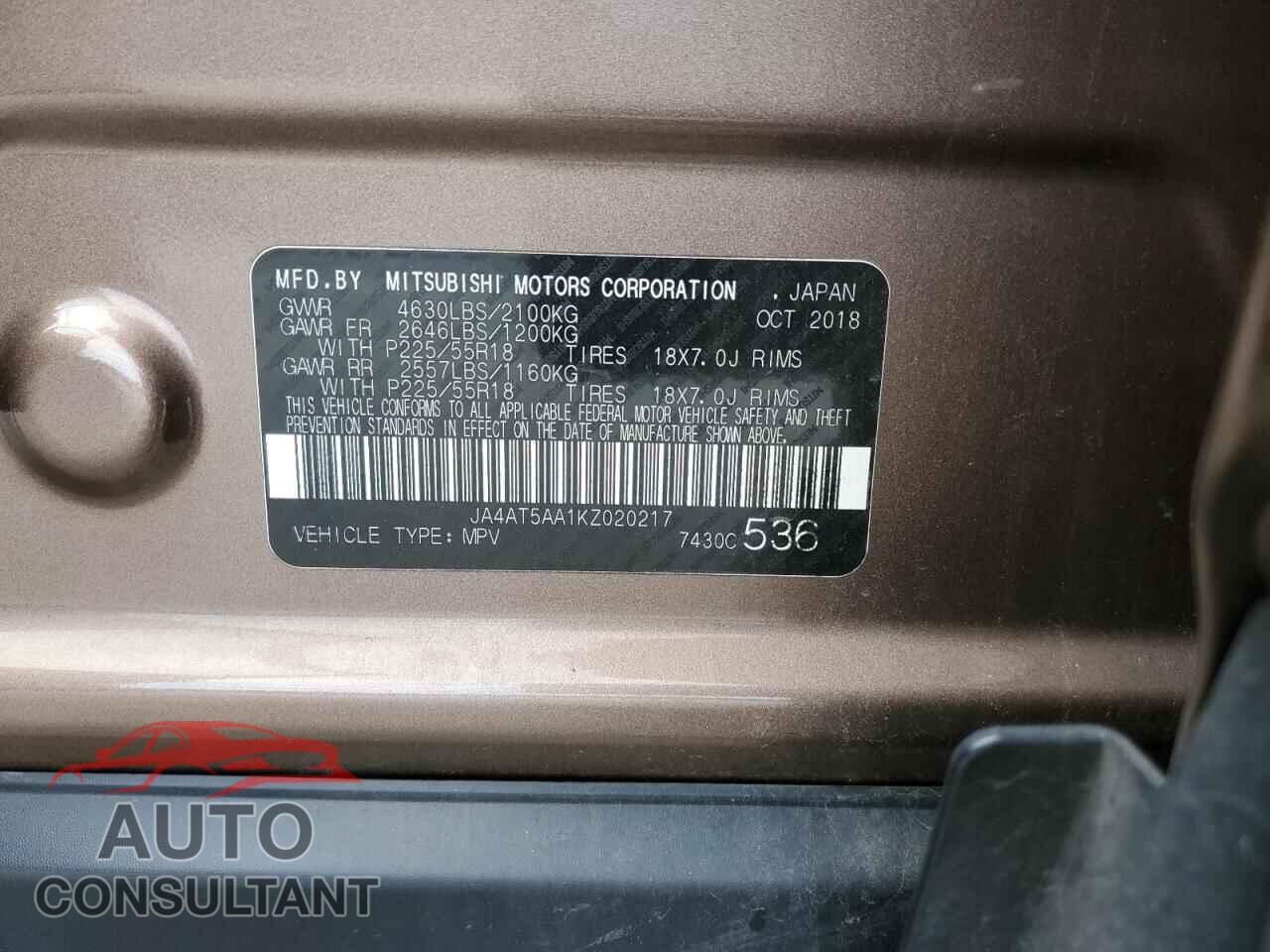 MITSUBISHI ECLIPSE 2019 - JA4AT5AA1KZ020217
