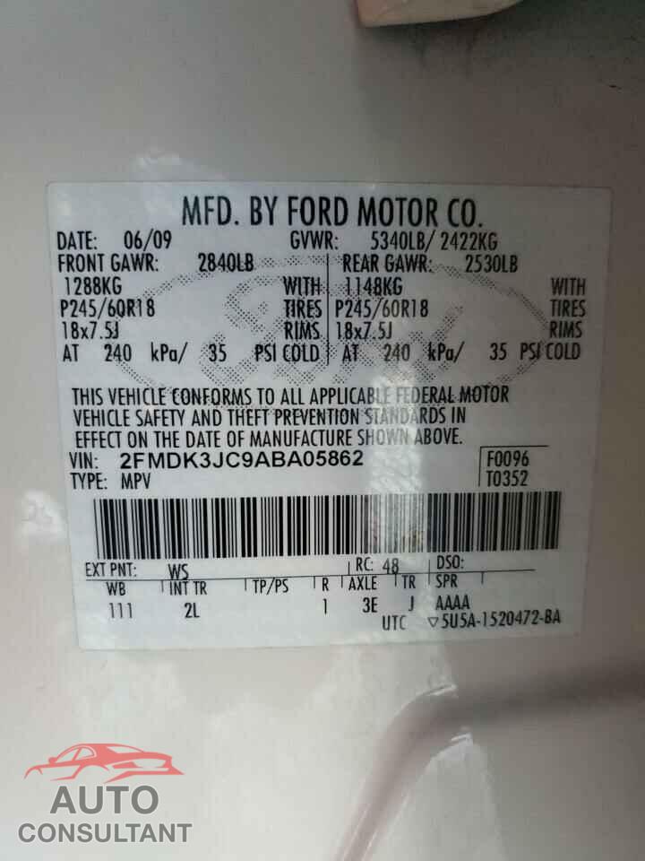 FORD EDGE 2010 - 2FMDK3JC9ABA05862