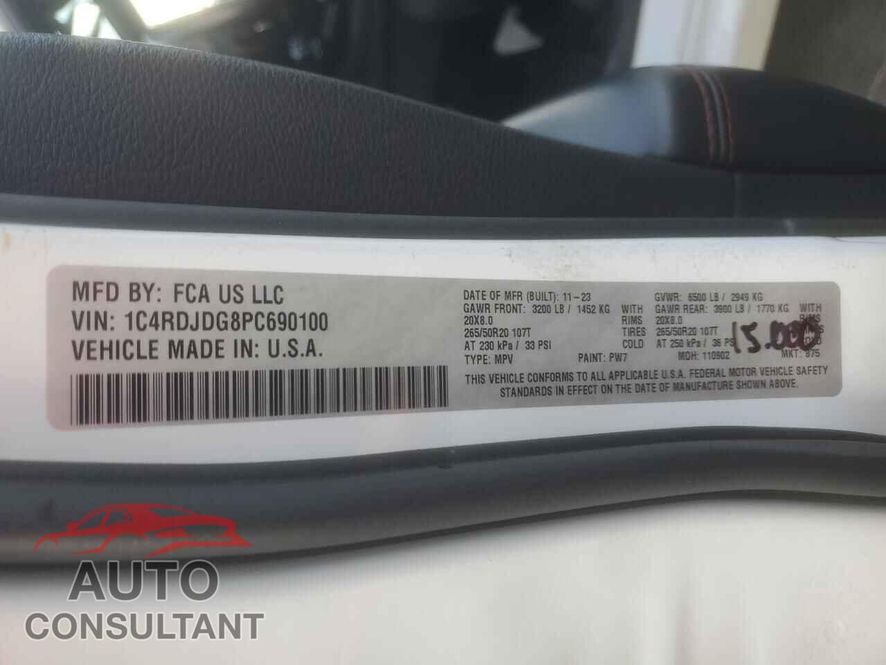 DODGE DURANGO 2023 - 1C4RDJDG8PC690100