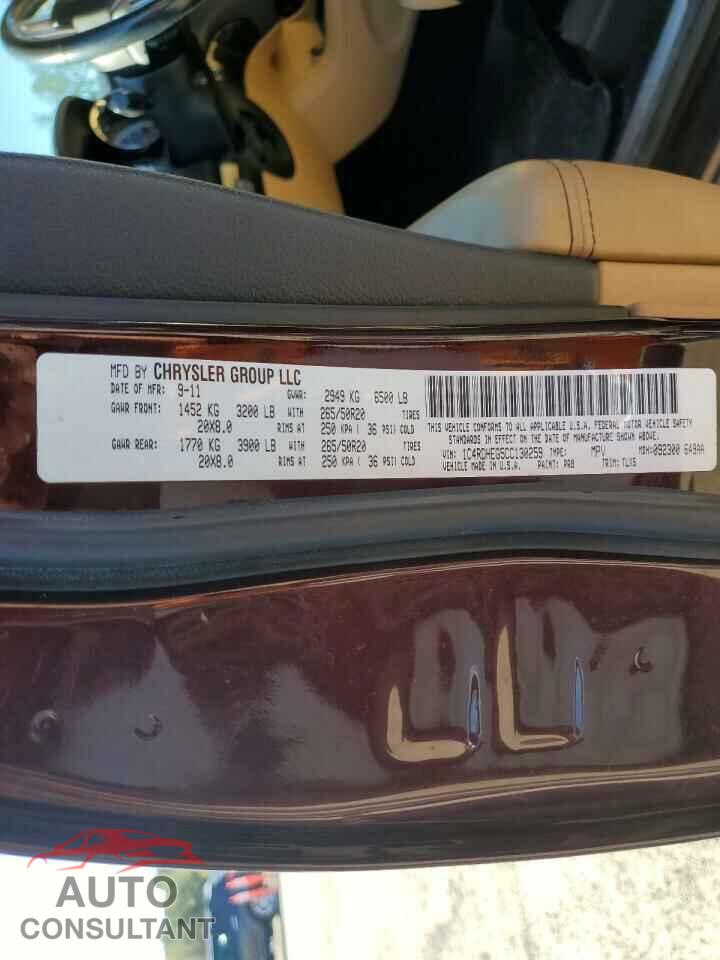 DODGE DURANGO 2012 - 1C4RDHEG5CC130259