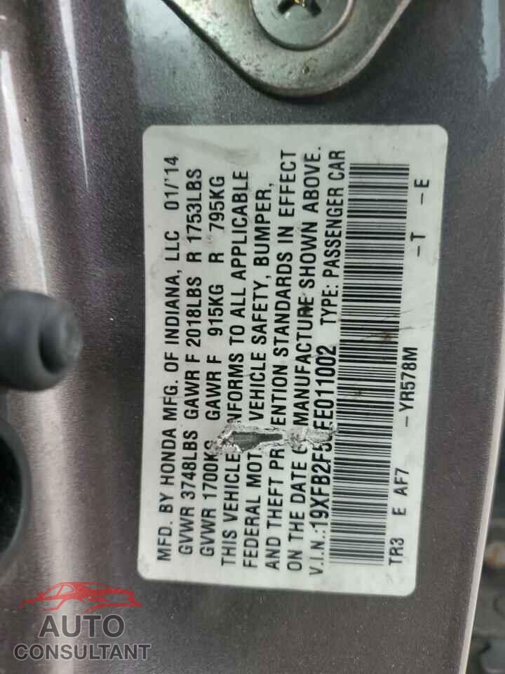 HONDA CIVIC 2014 - 19XFB2F50EE011002