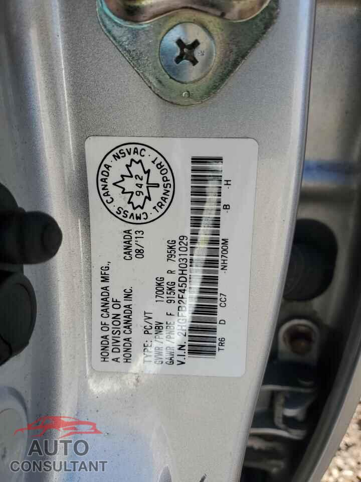 HONDA CIVIC 2013 - 2HGFB2F45DH031029