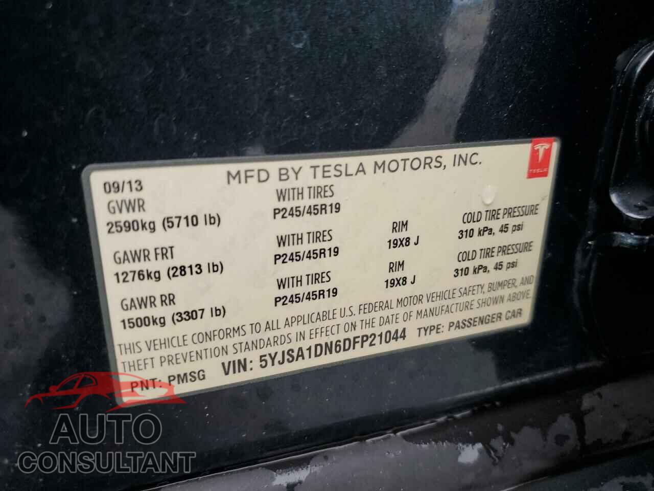 TESLA MODEL S 2013 - 5YJSA1DN6DFP21044