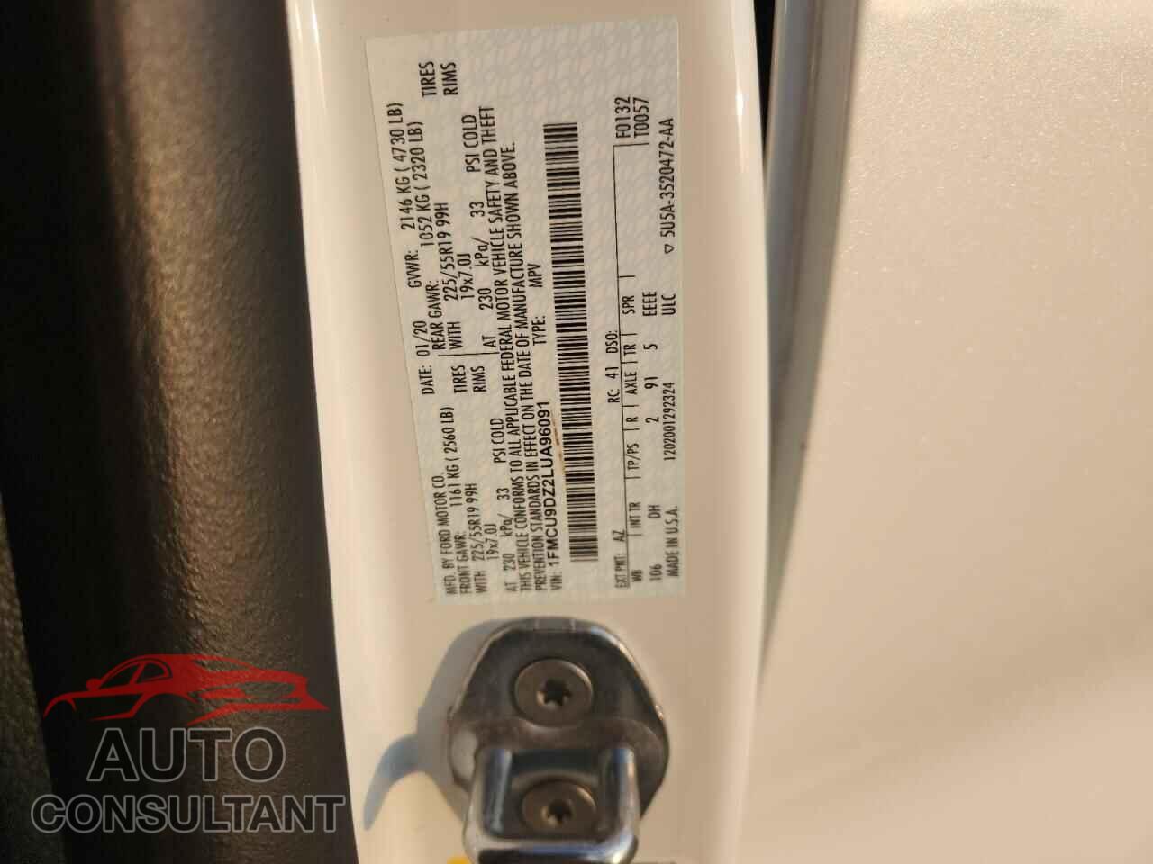 FORD ESCAPE 2020 - 1FMCU9DZ2LUA96091