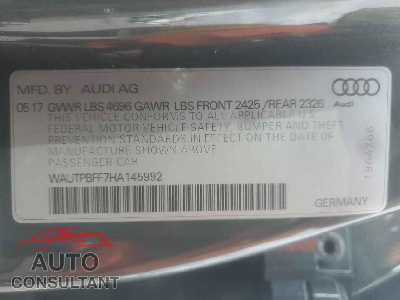 AUDI A3 2017 - WAUTPBFF7HA145992