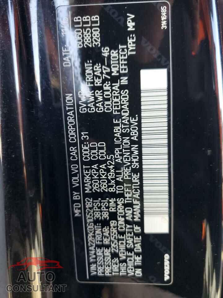 VOLVO XC90 2016 - YV4A22PK0G1052182