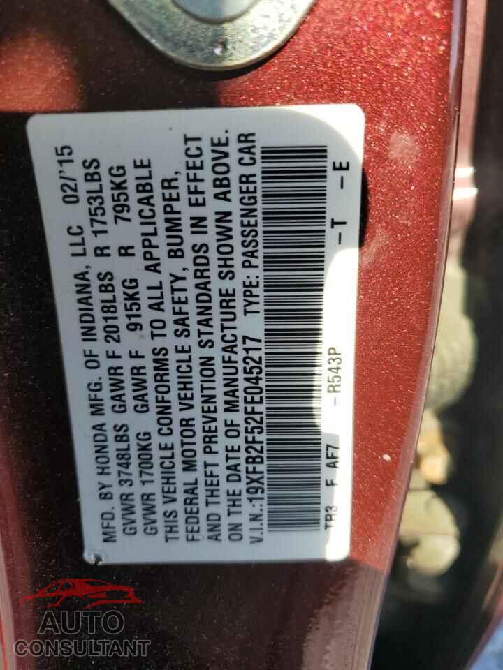 HONDA CIVIC 2015 - 19XFB2F52FE045217